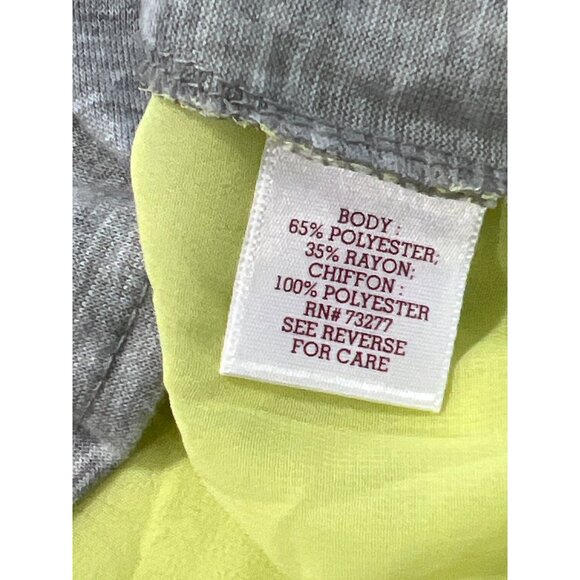 SO Knit Woven Sheer Short Sleeve Top Womens M Colorblock Gray Yellow Chiffon NEW - Picture 6 of 7